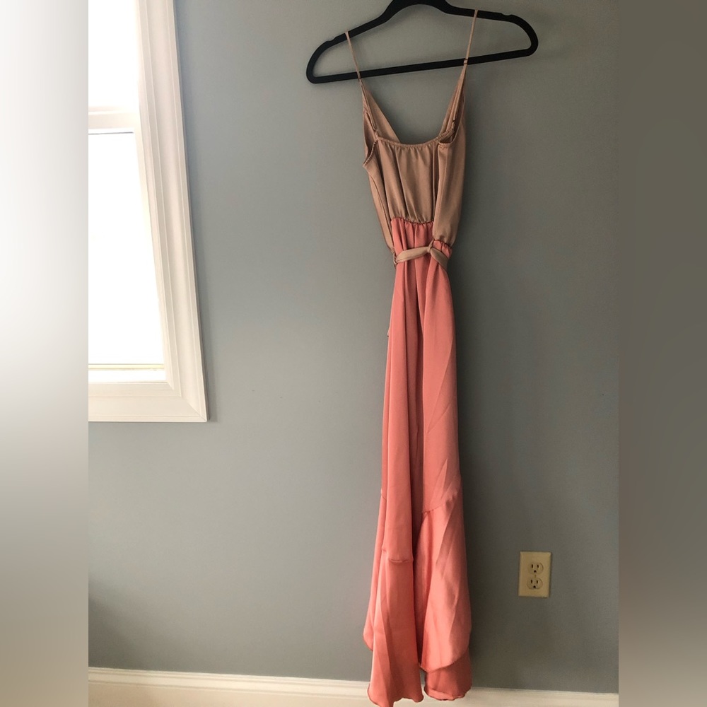 NWOT VICI Ansley Satin Color-block High Low Maxi Dress (Wedding Guest Dress!) - Picture 7 of 7